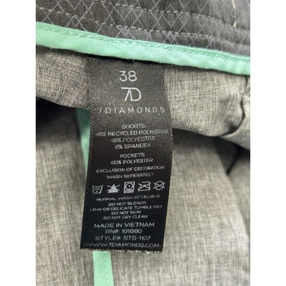 7 Diamonds Velocity Performance Shorts Size 38 Grey 10” Golf Stretch Quick dry - Picture 6 of 6